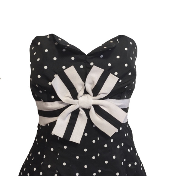 Vintage Victor Costa Navy & White Polka Dot Cocktail Dress - Picture 3 of 10